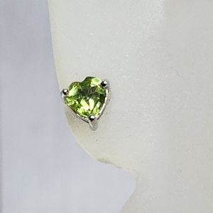 Sterling Silver Heart Shape Peridot Stud Earrings